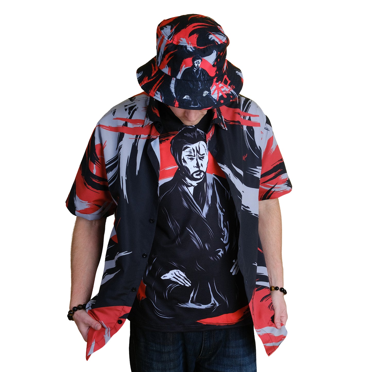 Button Down Shirt " Kanji " PEACE GANG