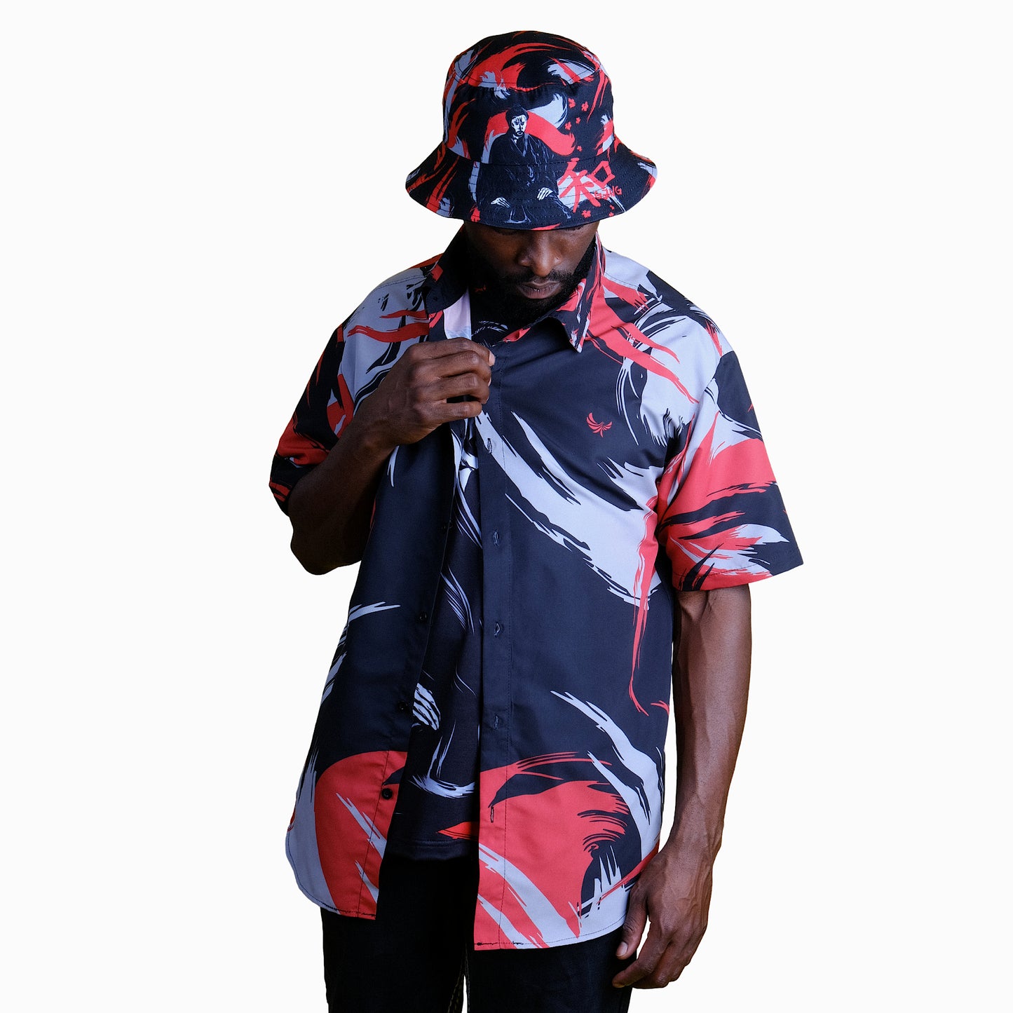 Button Down Shirt " Kanji " PEACE GANG