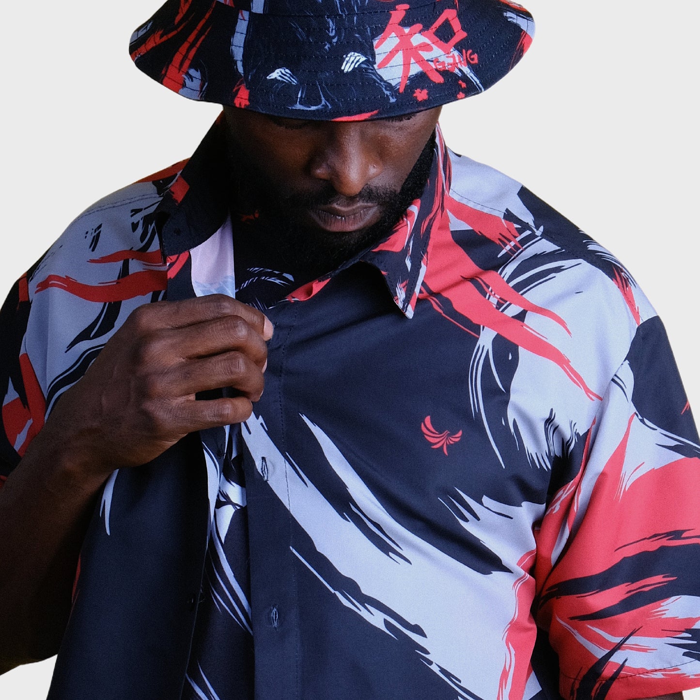 Button Down Shirt " Kanji " PEACE GANG