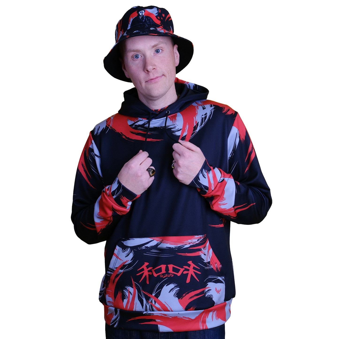 Black Pullover Hoodie " KANJI " - PEACE GANG
