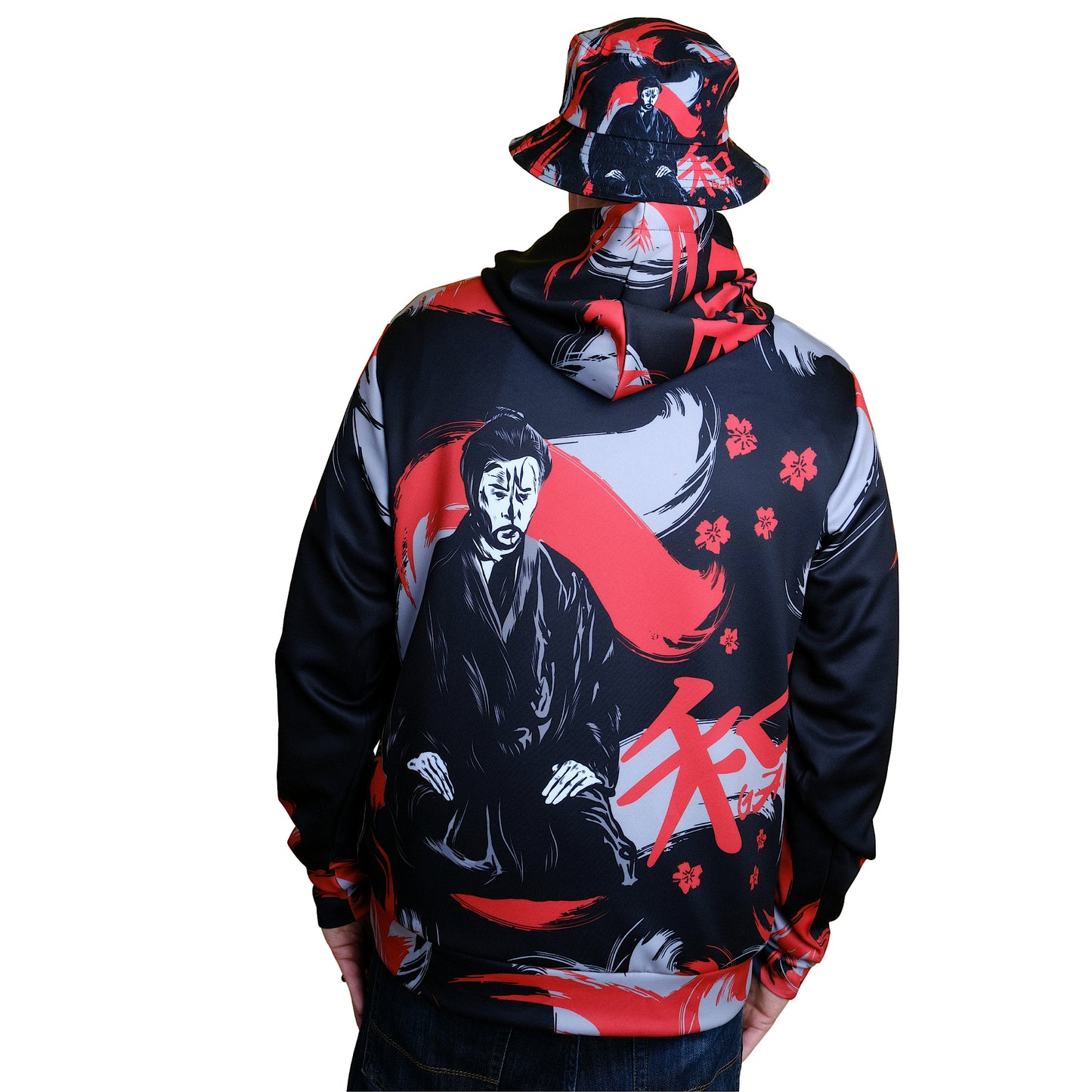 Black Pullover Hoodie " KANJI " - PEACE GANG