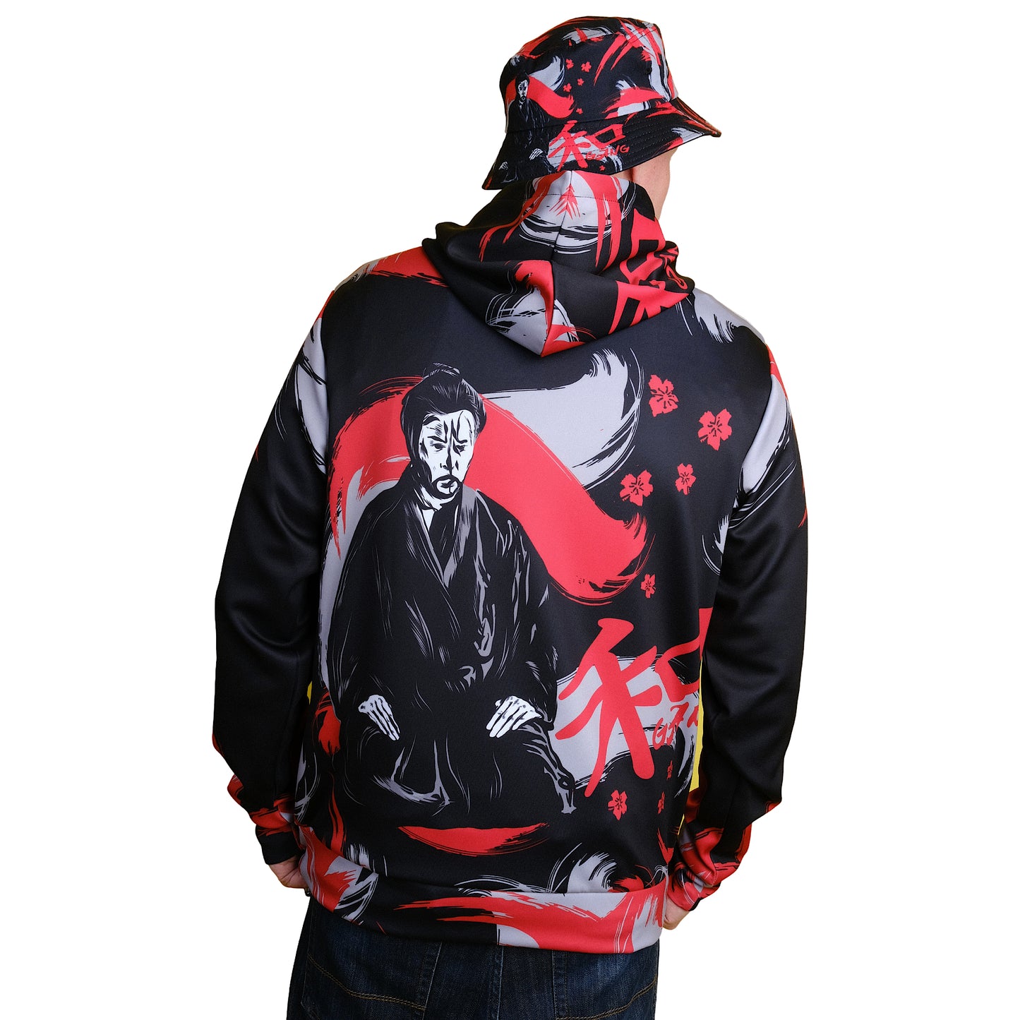 Black Pullover Hoodie " KANJI " - PEACE GANG