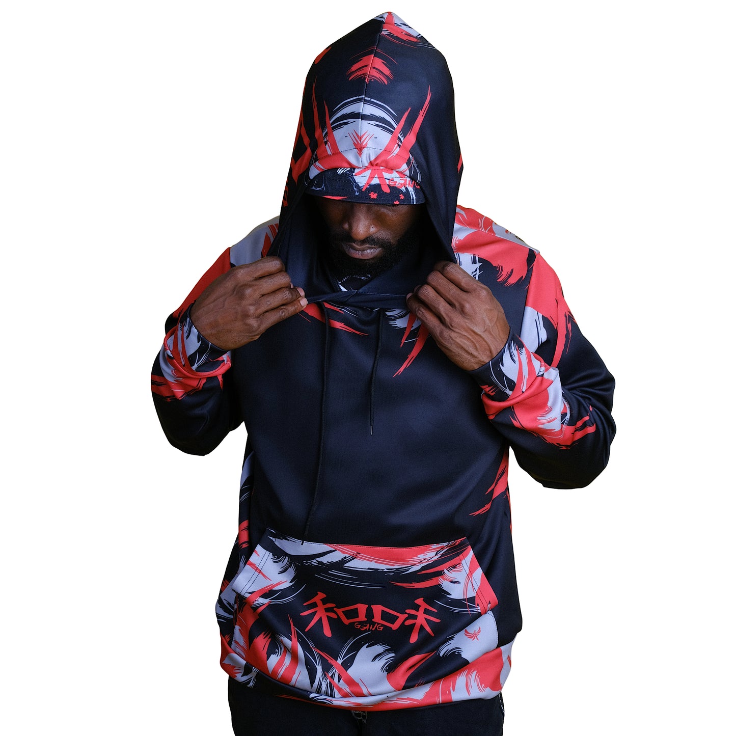 Black Pullover Hoodie " KANJI " - PEACE GANG