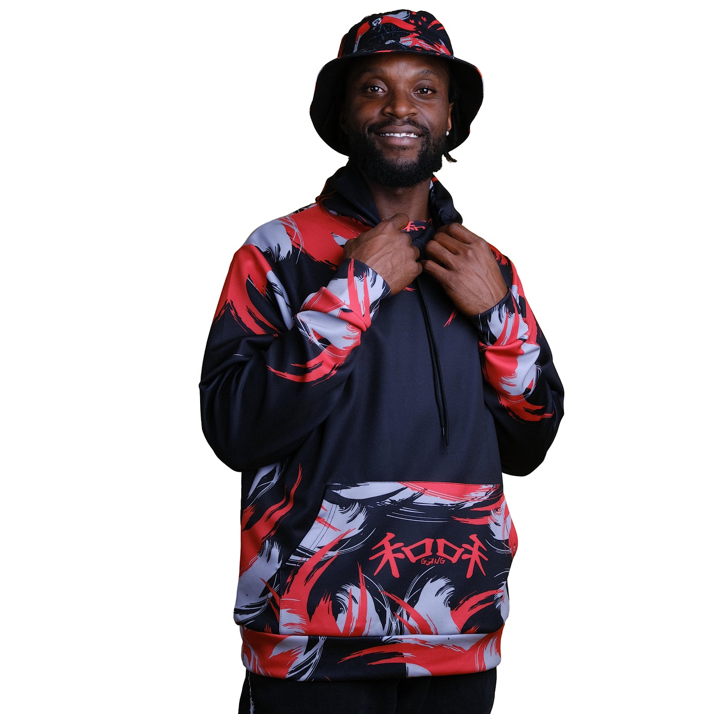 Black Pullover Hoodie " KANJI " - PEACE GANG