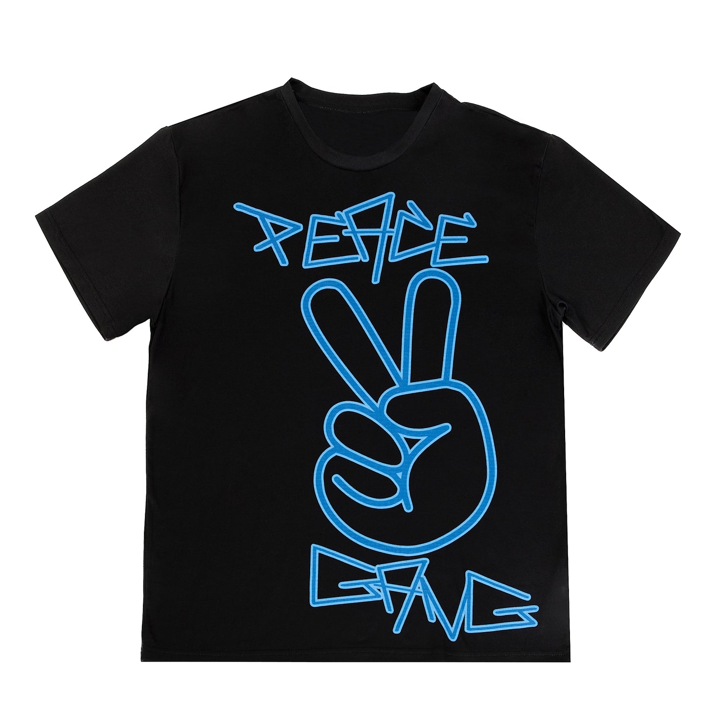 Unisex T-Shirt Blue/Black Peace Sign PEACE GANG