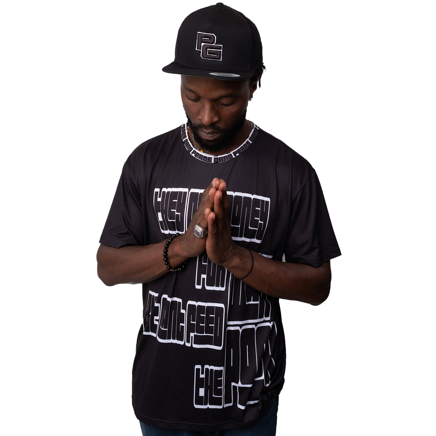 Unisex Black T-Shirt" Money For War " - PEACE GANG