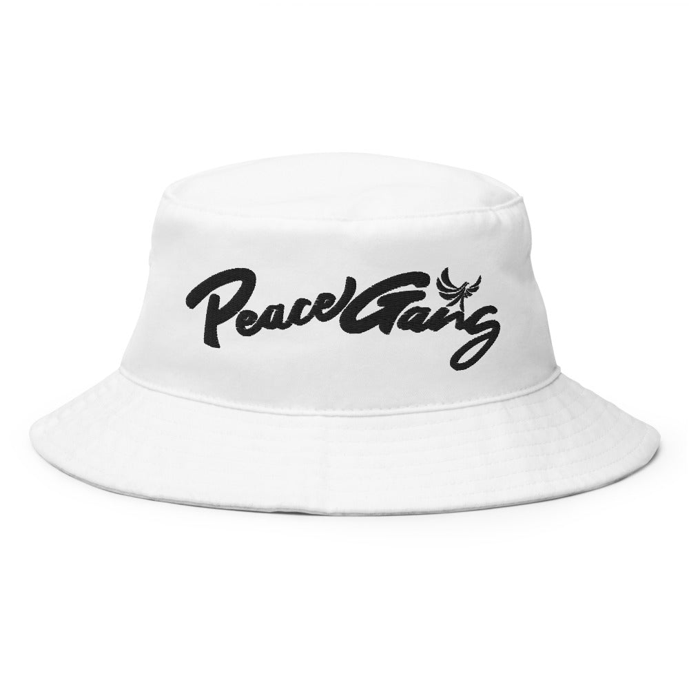 Bucket Hat Embroidered Old School PEACE GANG Cursive