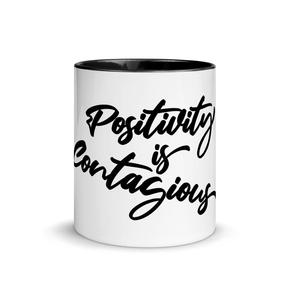 Mug with Color Inside " Positivity Is Contagious "