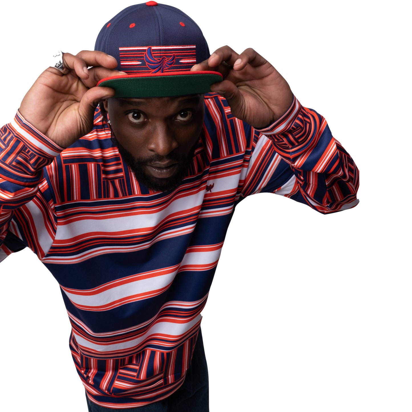 Crewneck Sweater Navy Stripe PEACE GANG