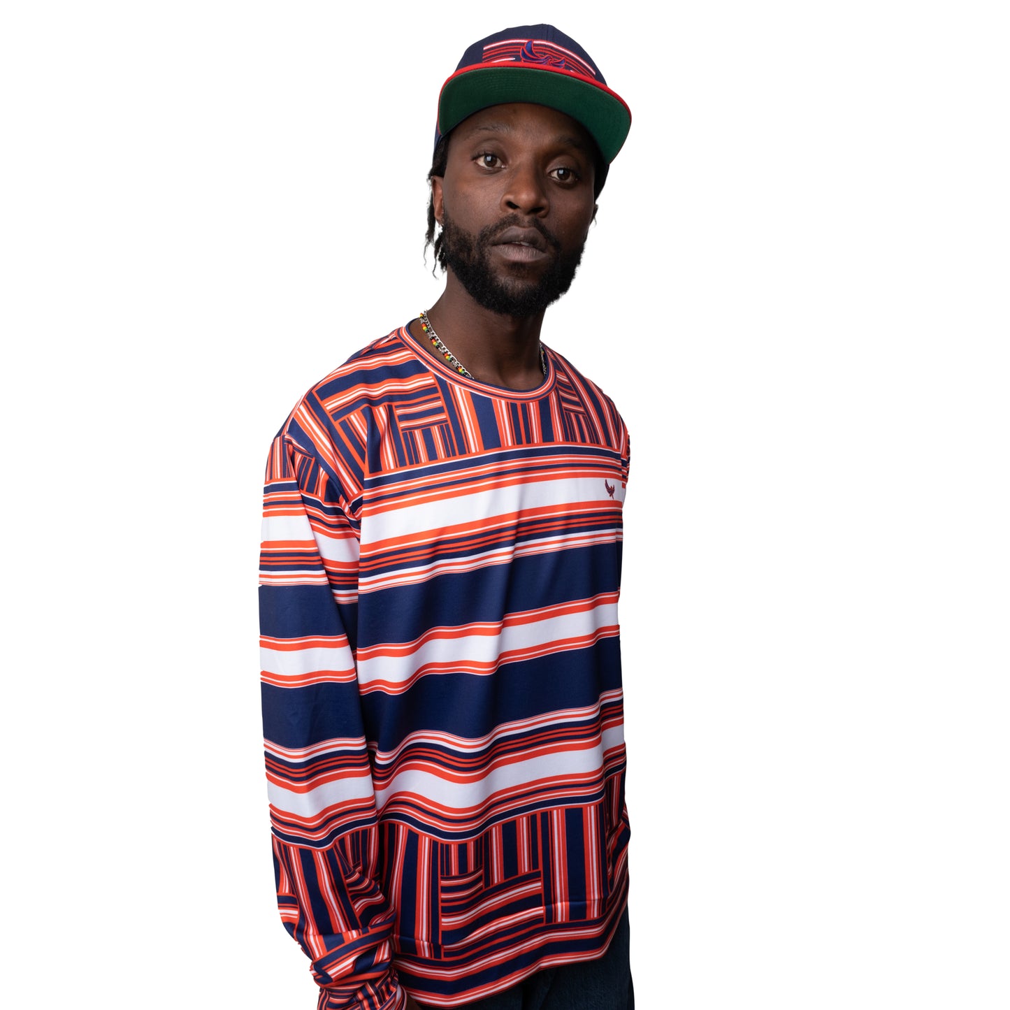 Crewneck Sweater Navy Stripe PEACE GANG