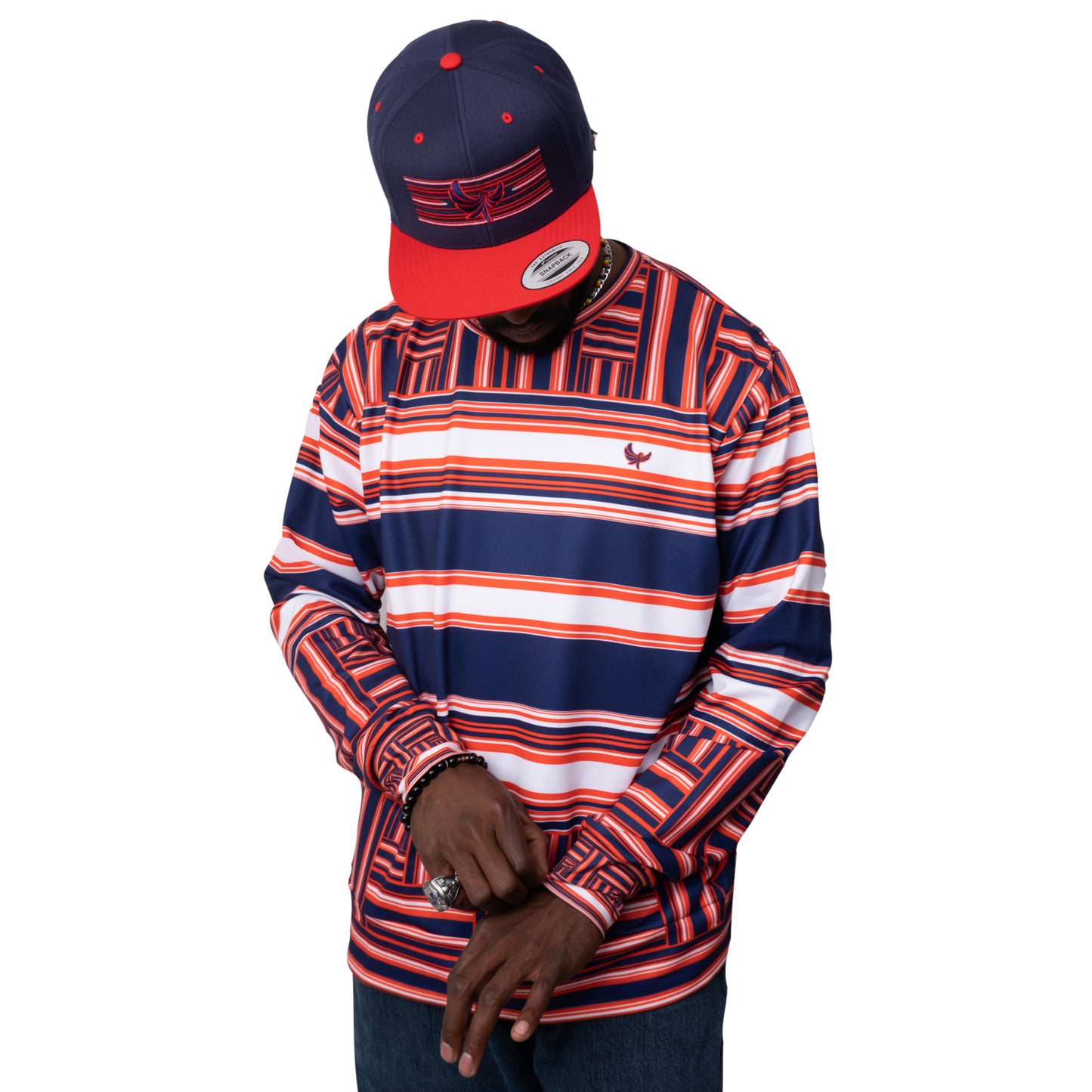 Crewneck Sweater Navy Stripe PEACE GANG