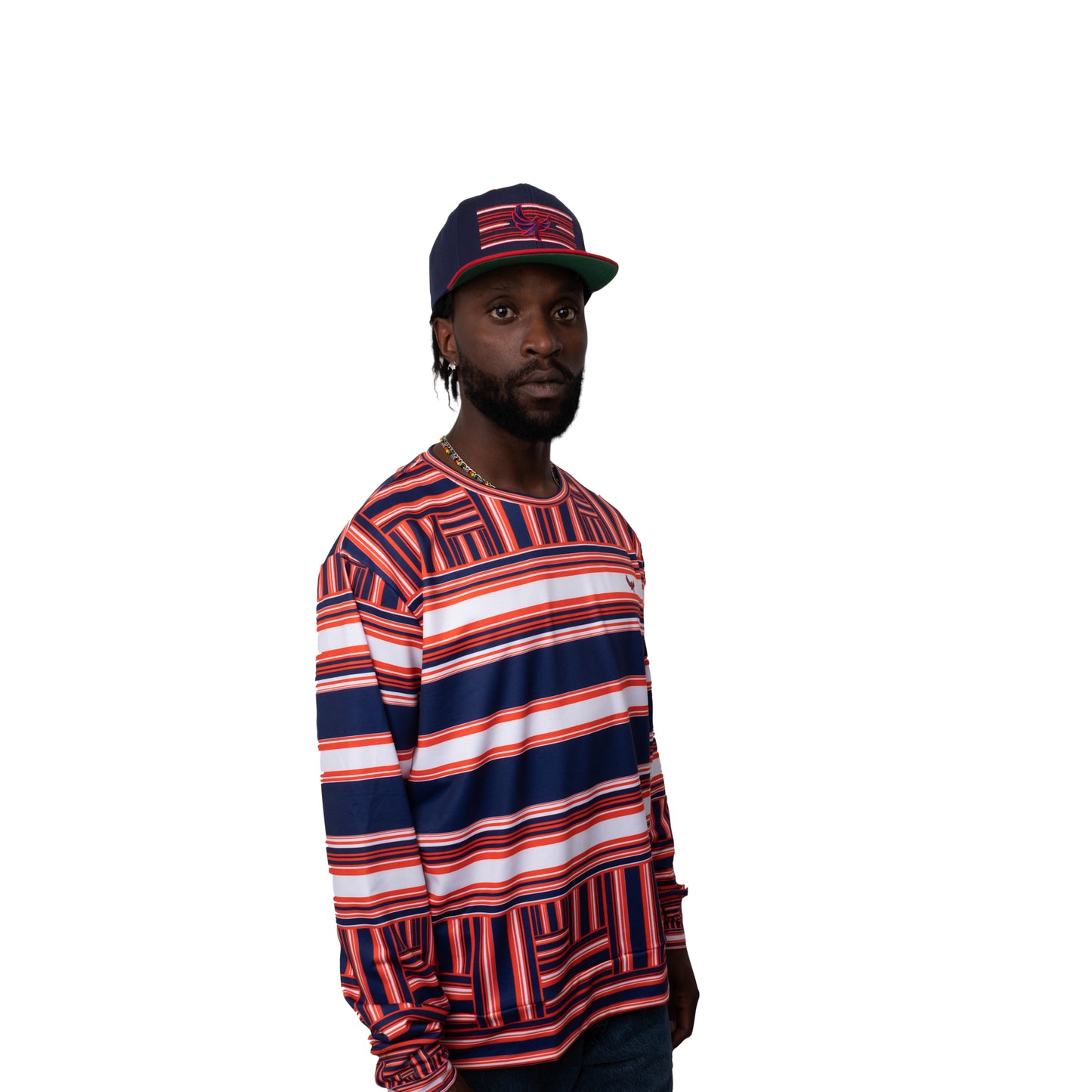 Crewneck Sweater Navy Stripe PEACE GANG