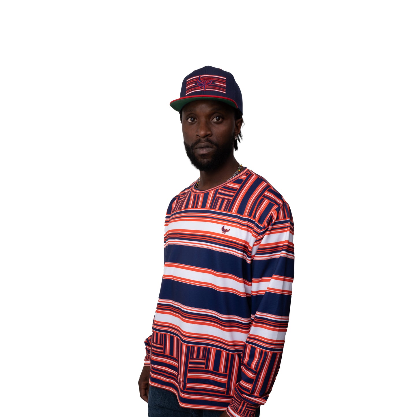 Crewneck Sweater Navy Stripe PEACE GANG