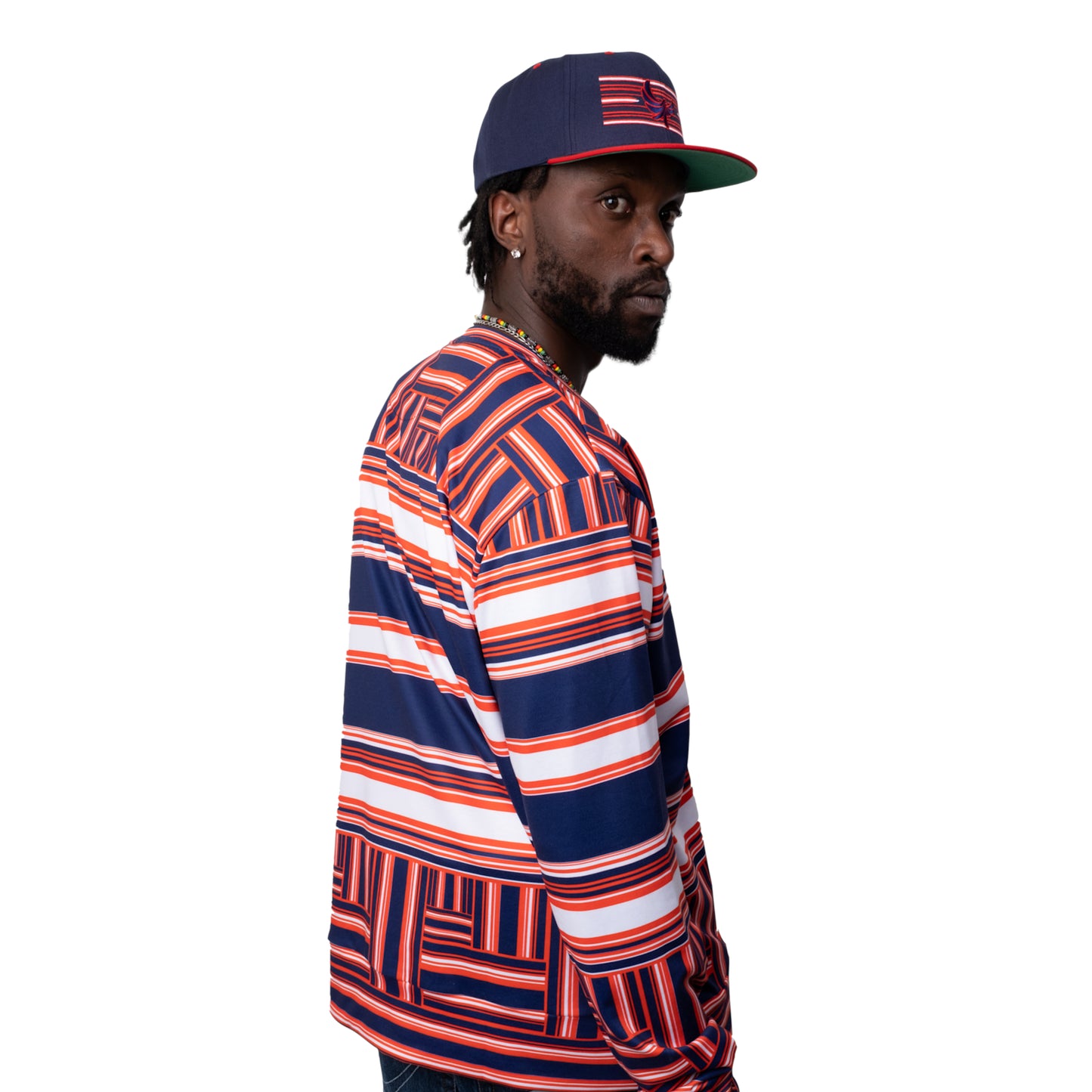 Crewneck Sweater Navy Stripe PEACE GANG