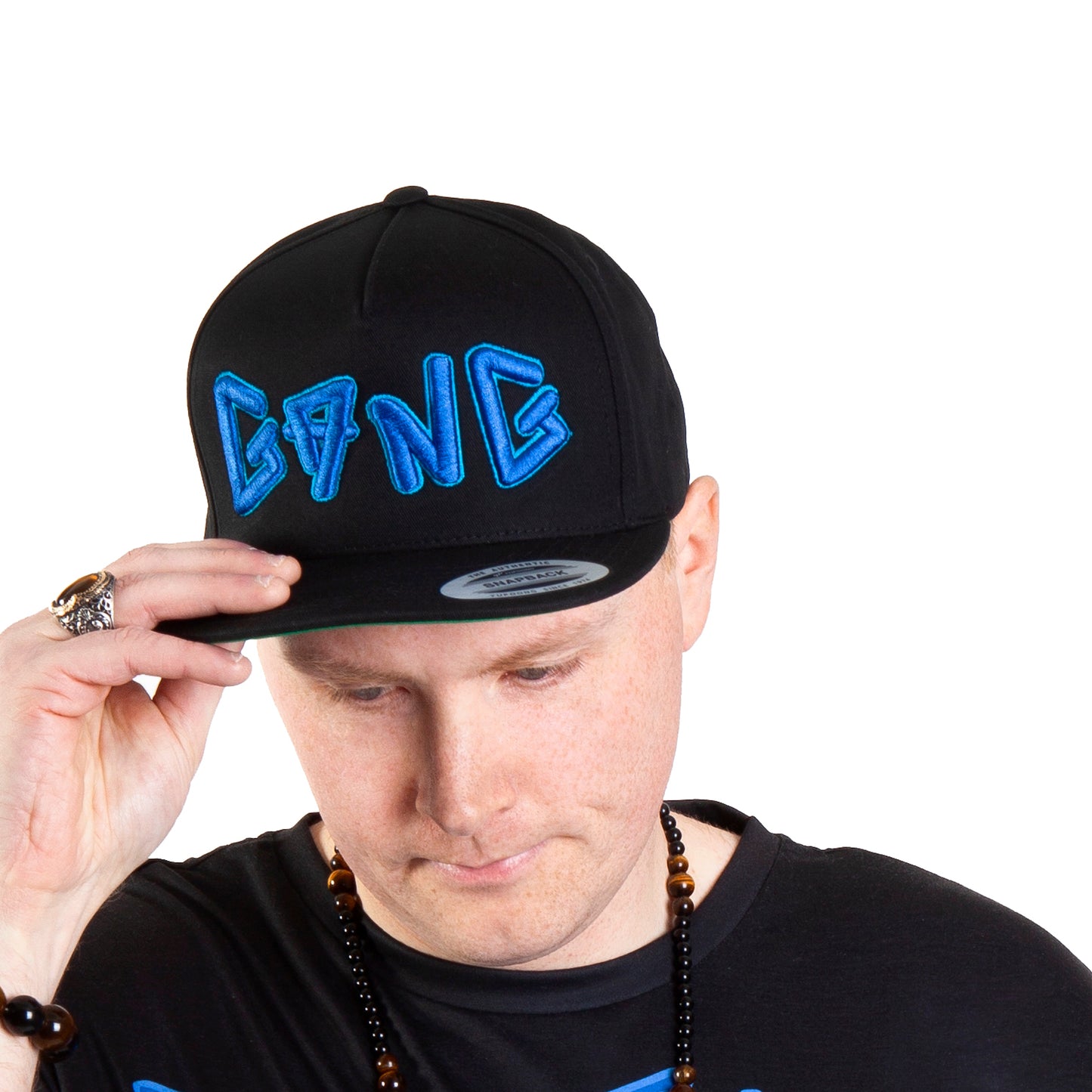 Five Panel Snap-Back Flat Bill Cap- PEACE GANG