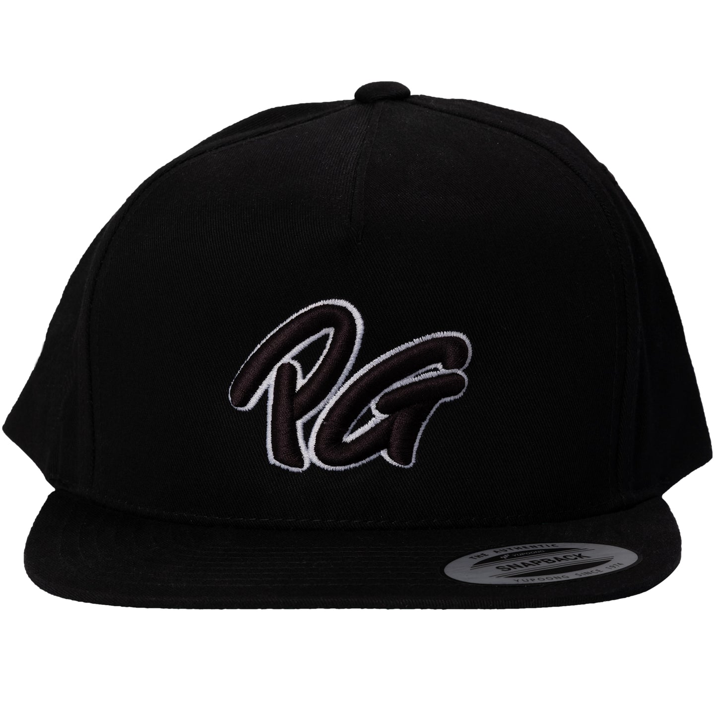 Black Five Panel Flat Bill Snap-Back Cap-PEACE GANG