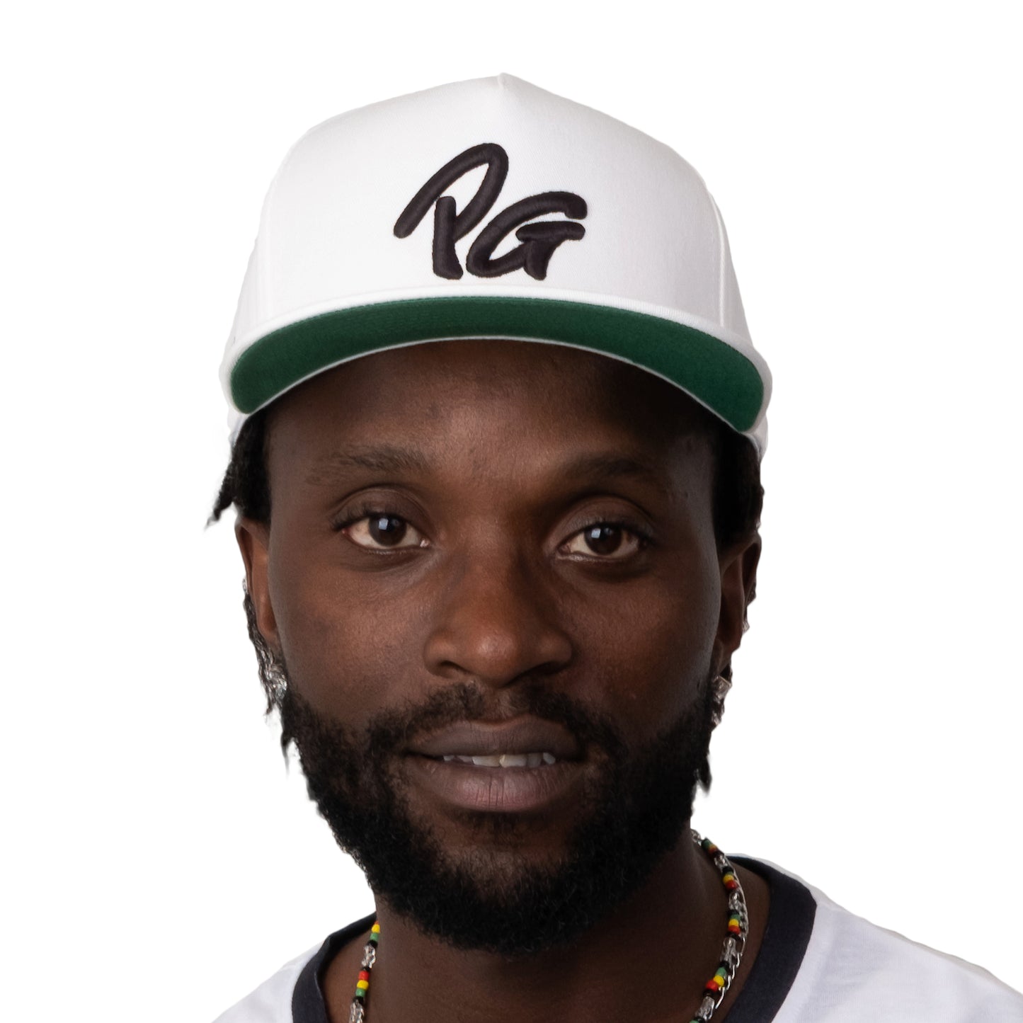 White Five Panel Flat Bill Snap-back Cap-PEACE GANG