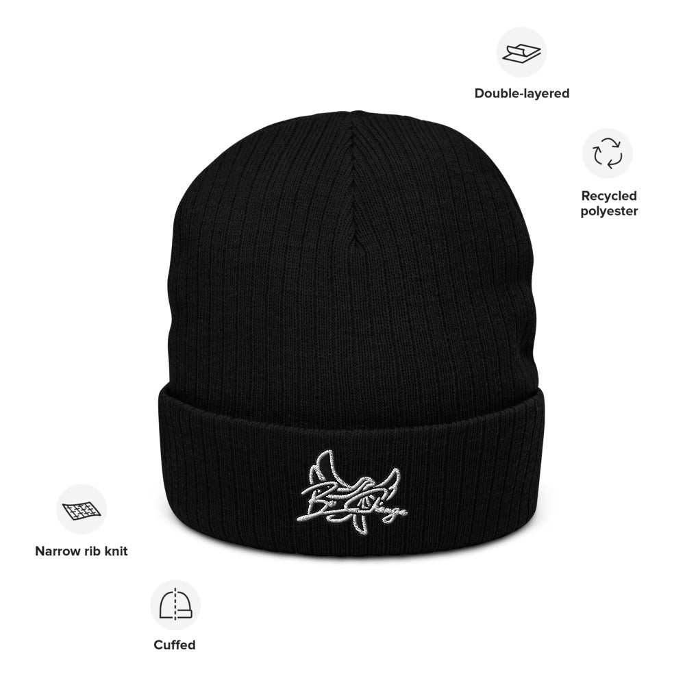 Recycled cuffed beanie " BE CHANGE " PEACE GANG