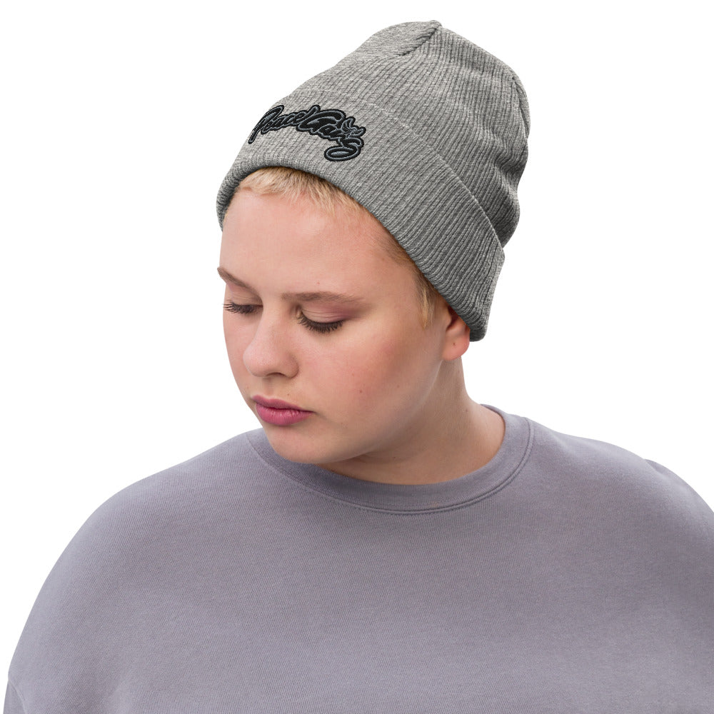 Recycled cuffed beanie PEACE GANG Cursive