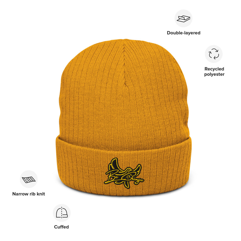 Recycled cuffed beanie " BE CHANGE " PEACE GANG