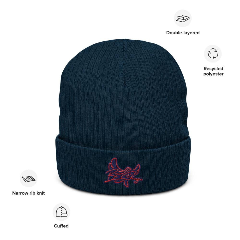 Recycled cuffed beanie " BE CHANGE " PEACE GANG