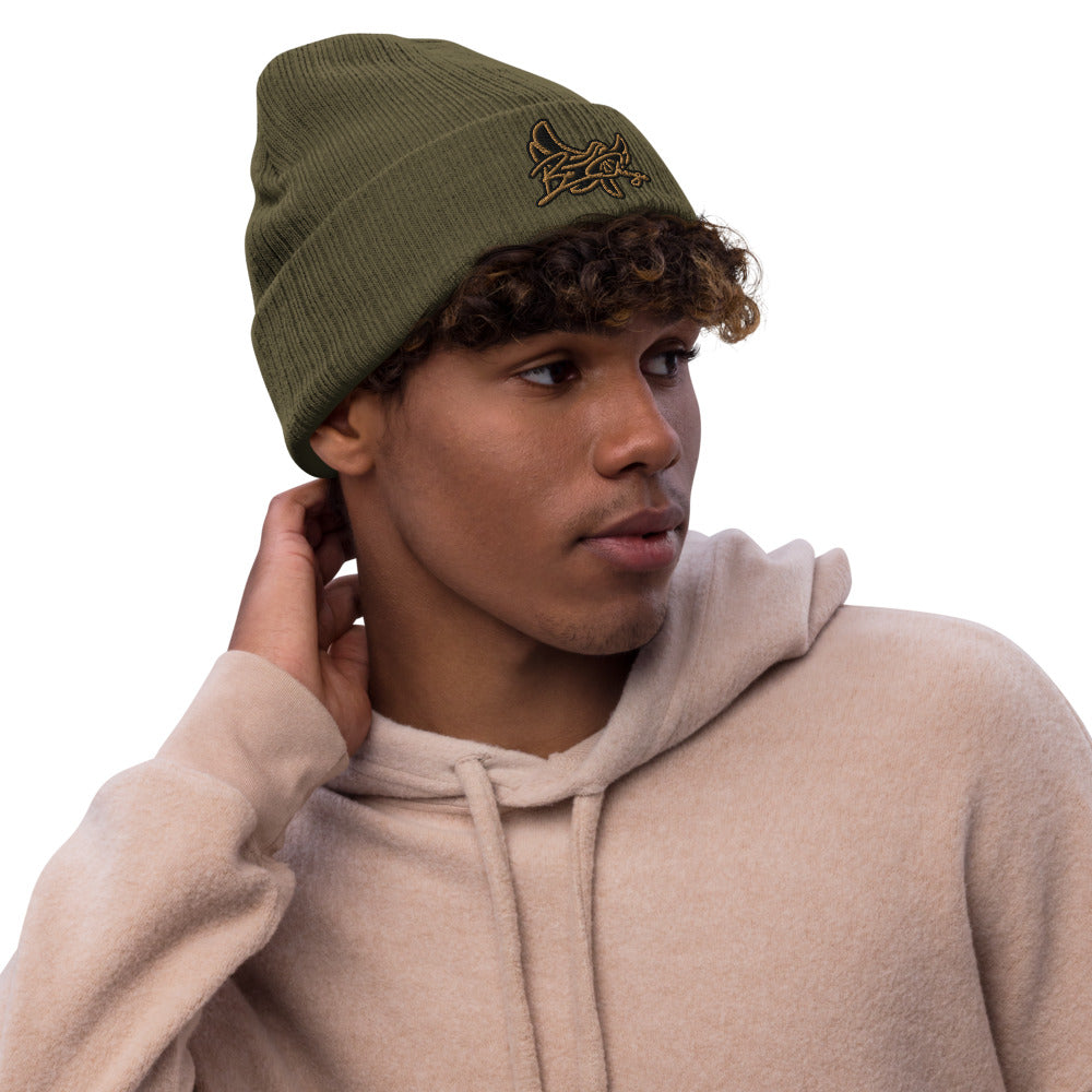 Recycled cuffed beanie " BE CHANGE " PEACE GANG