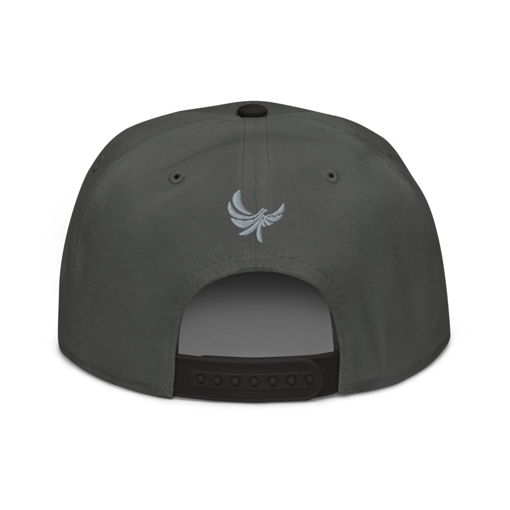 White 6 Panel Snapback Cap