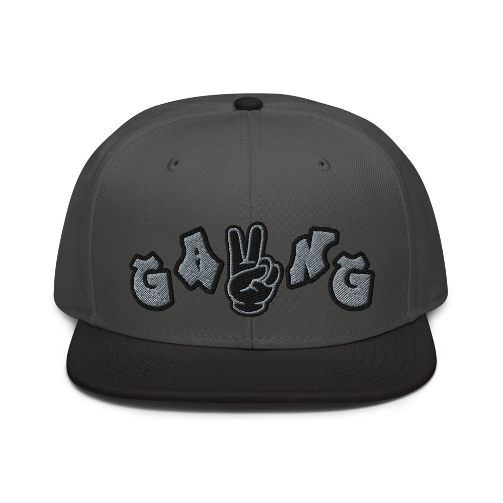 High Profile 6 Panel Snapback Cap-PEACE GANG