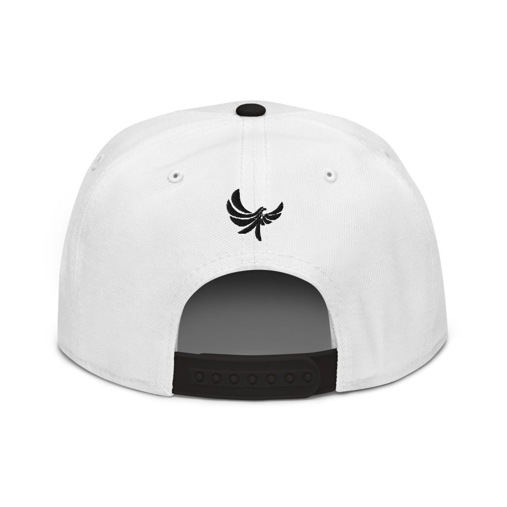 High Profile White 6 Panel Snapback Cap -PEACE GANG