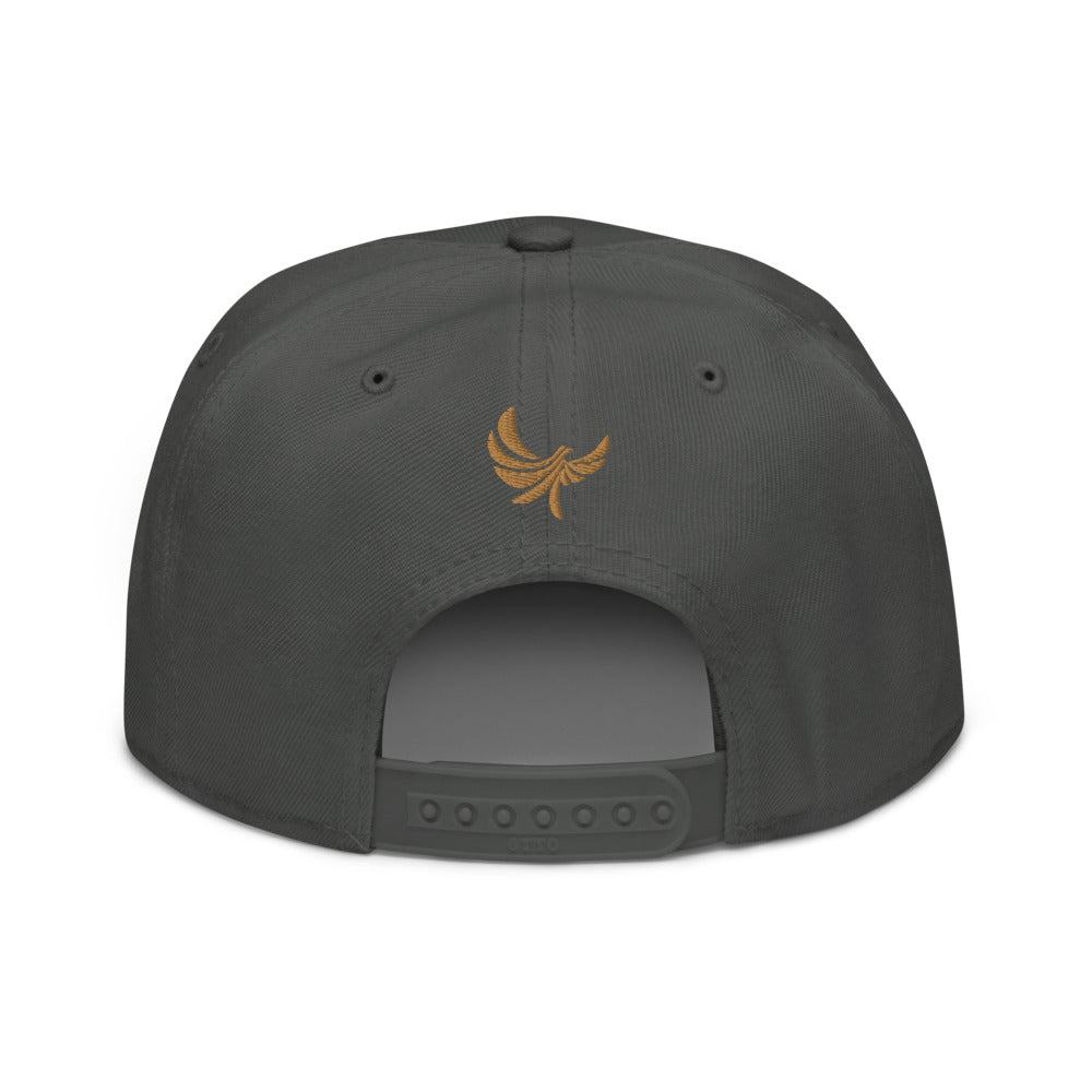 High Profile White 6 Panel Snapback Cap -PEACE GANG