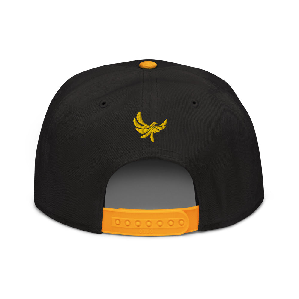 High Profile White 6 Panel Snapback Cap -PEACE GANG