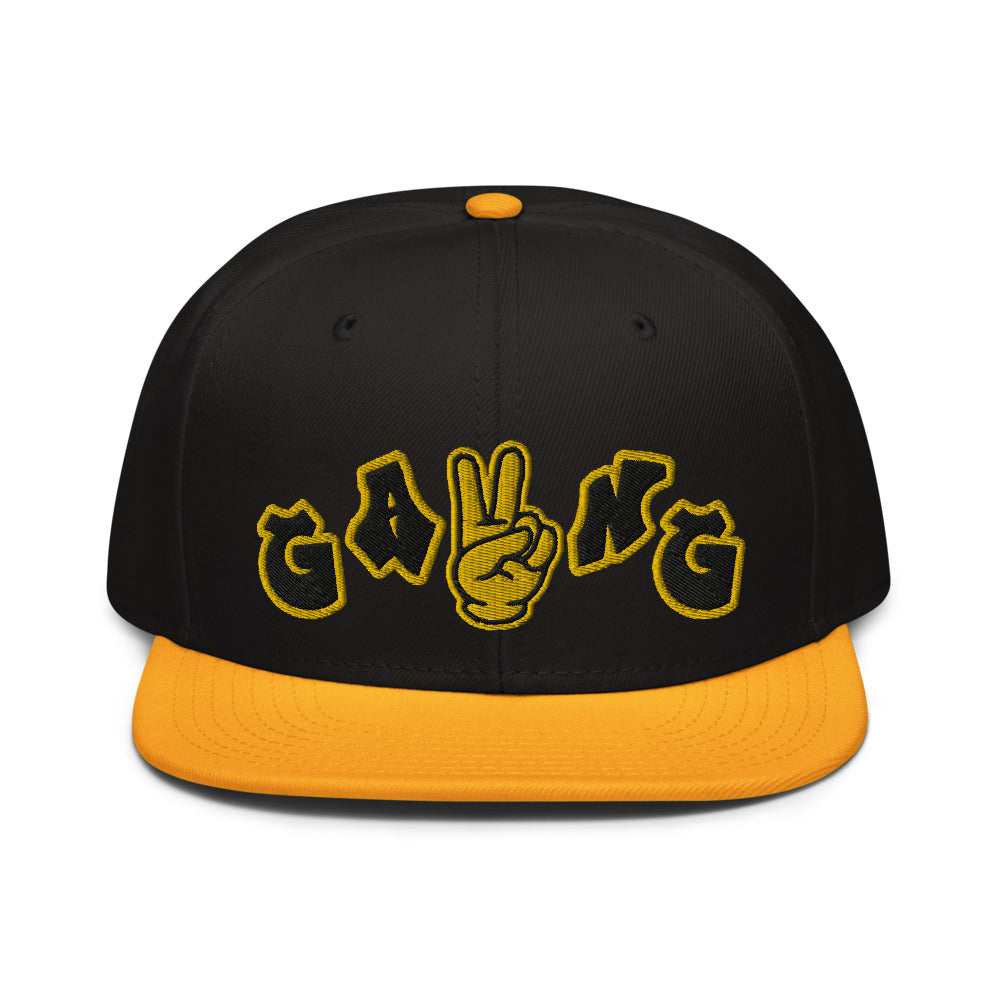 High Profile 6 Panel Snapback Cap-PEACE GANG