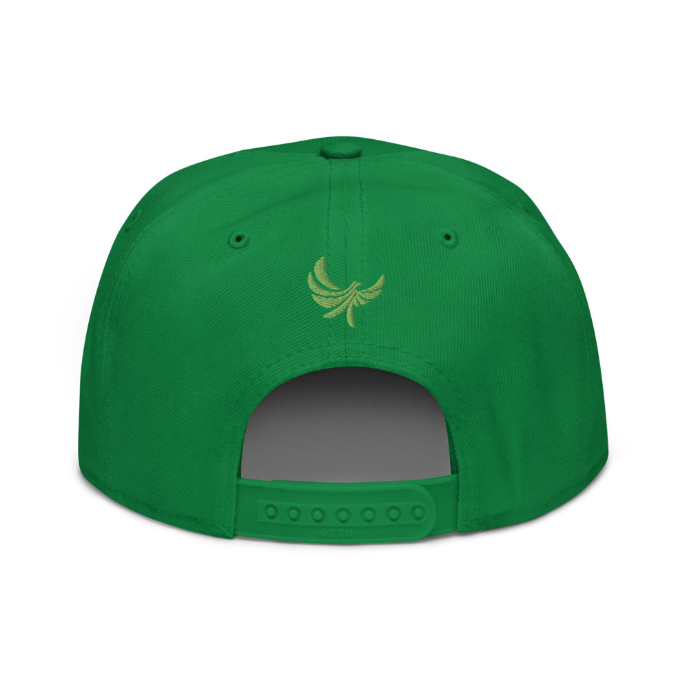 High Profile White 6 Panel Snapback Cap -PEACE GANG