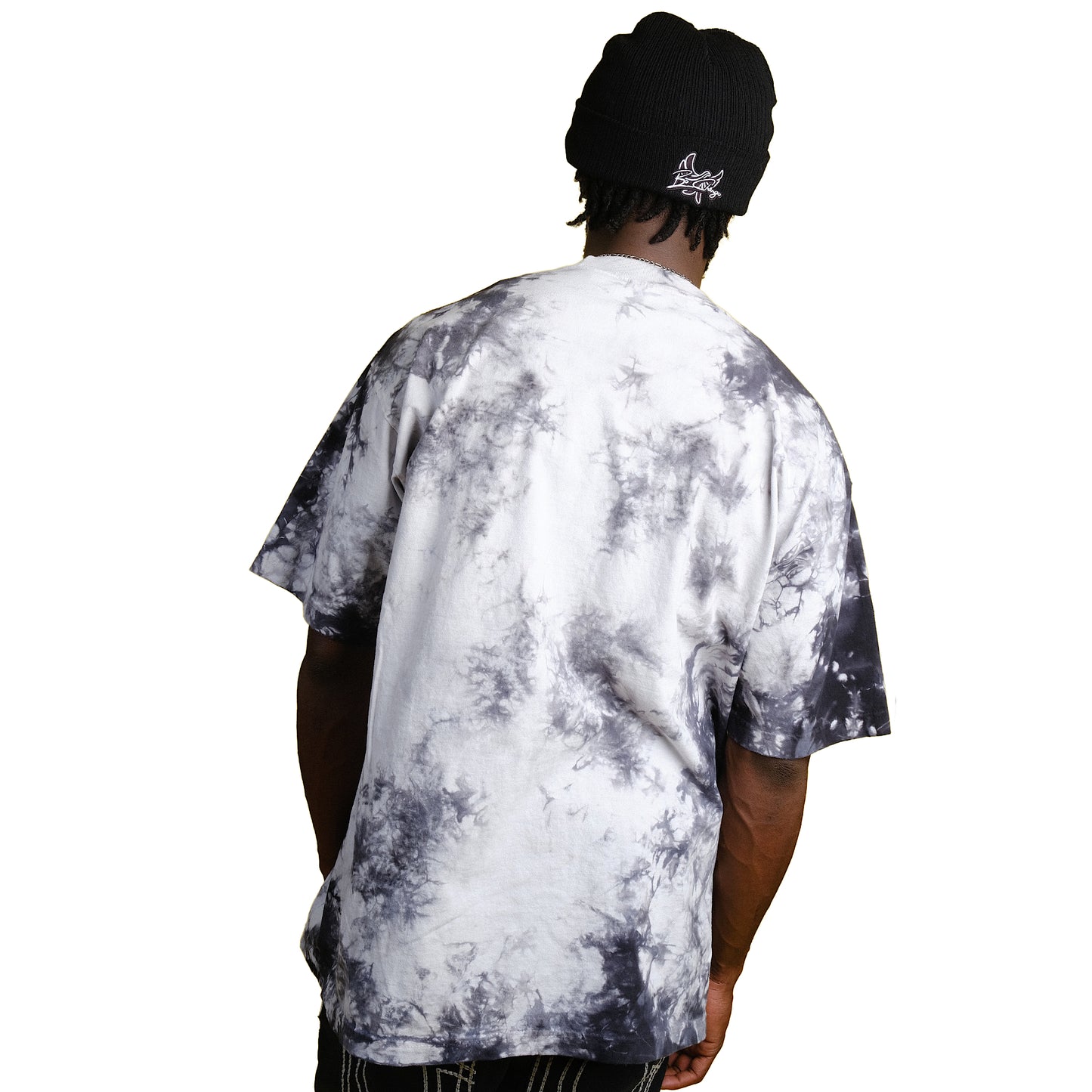 Embroidered Oversized tie-dye t-shirt - PEACE GANG Cursive