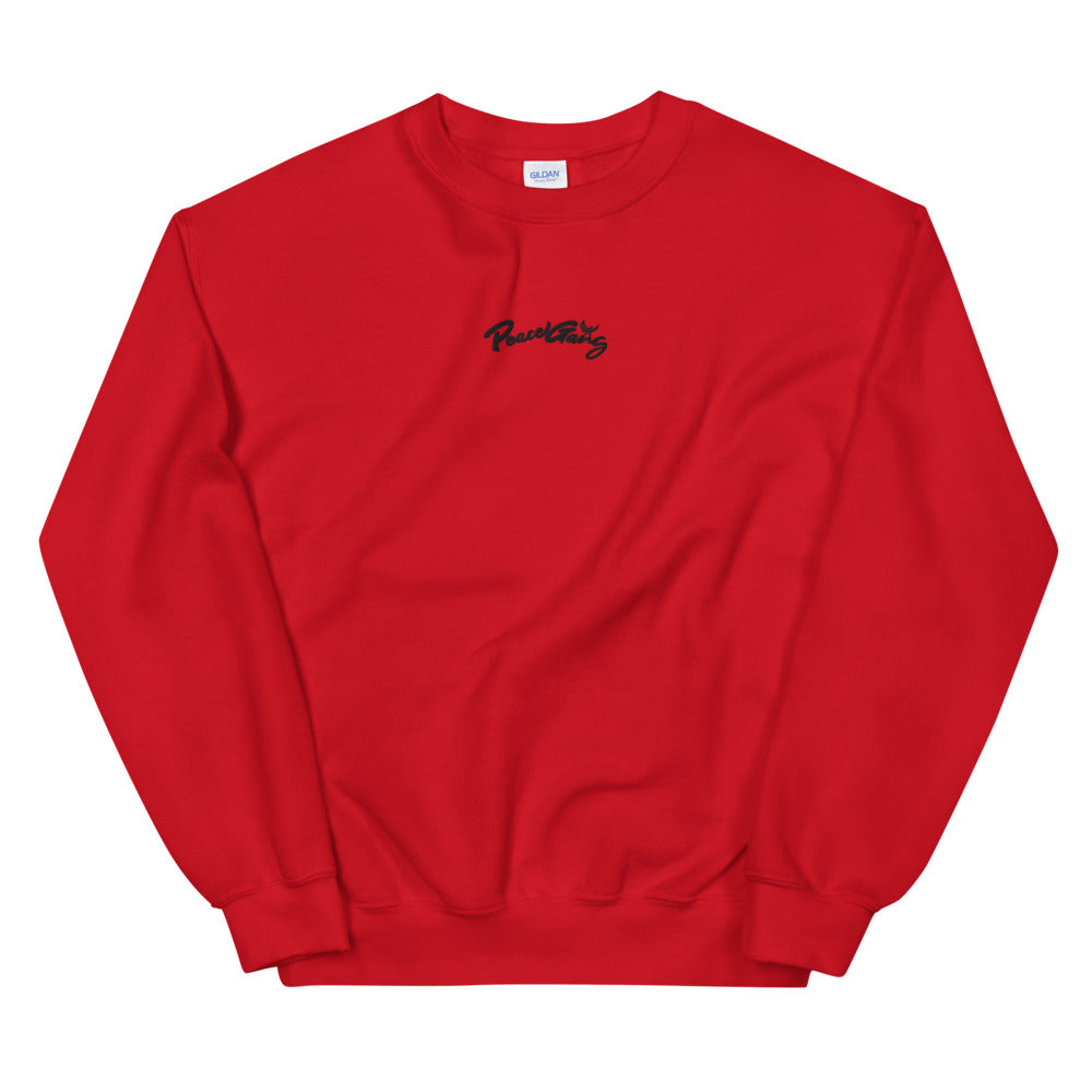 Unisex Embroidered Crewneck Sweater PEACE GANG Cursive