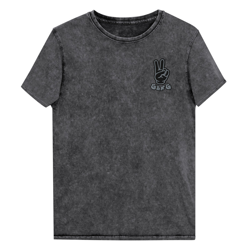 Denim T-Shirt Embroidered PEACE GANG