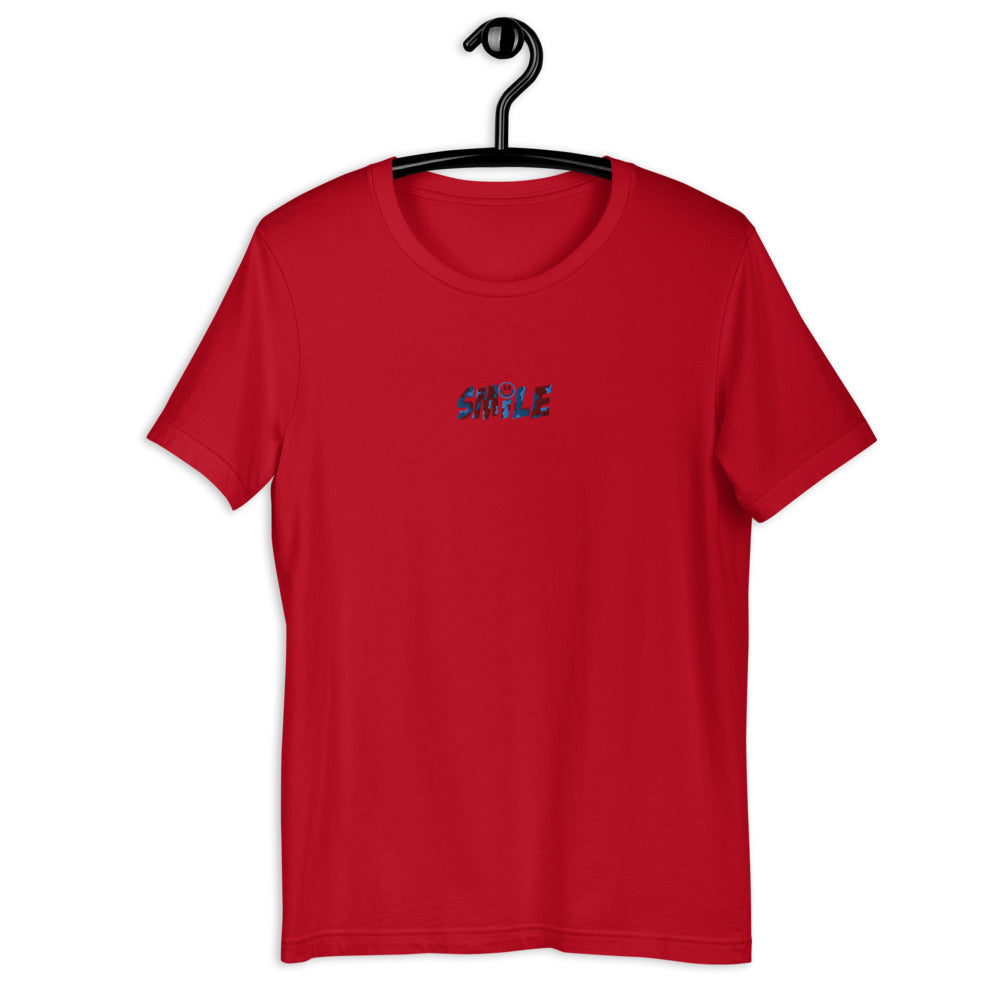 "SMILE" Embroidered Short-Sleeve T-Shirt