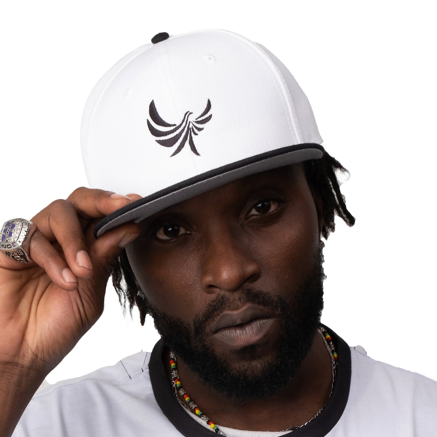 White 6 Panel Snapback Cap
