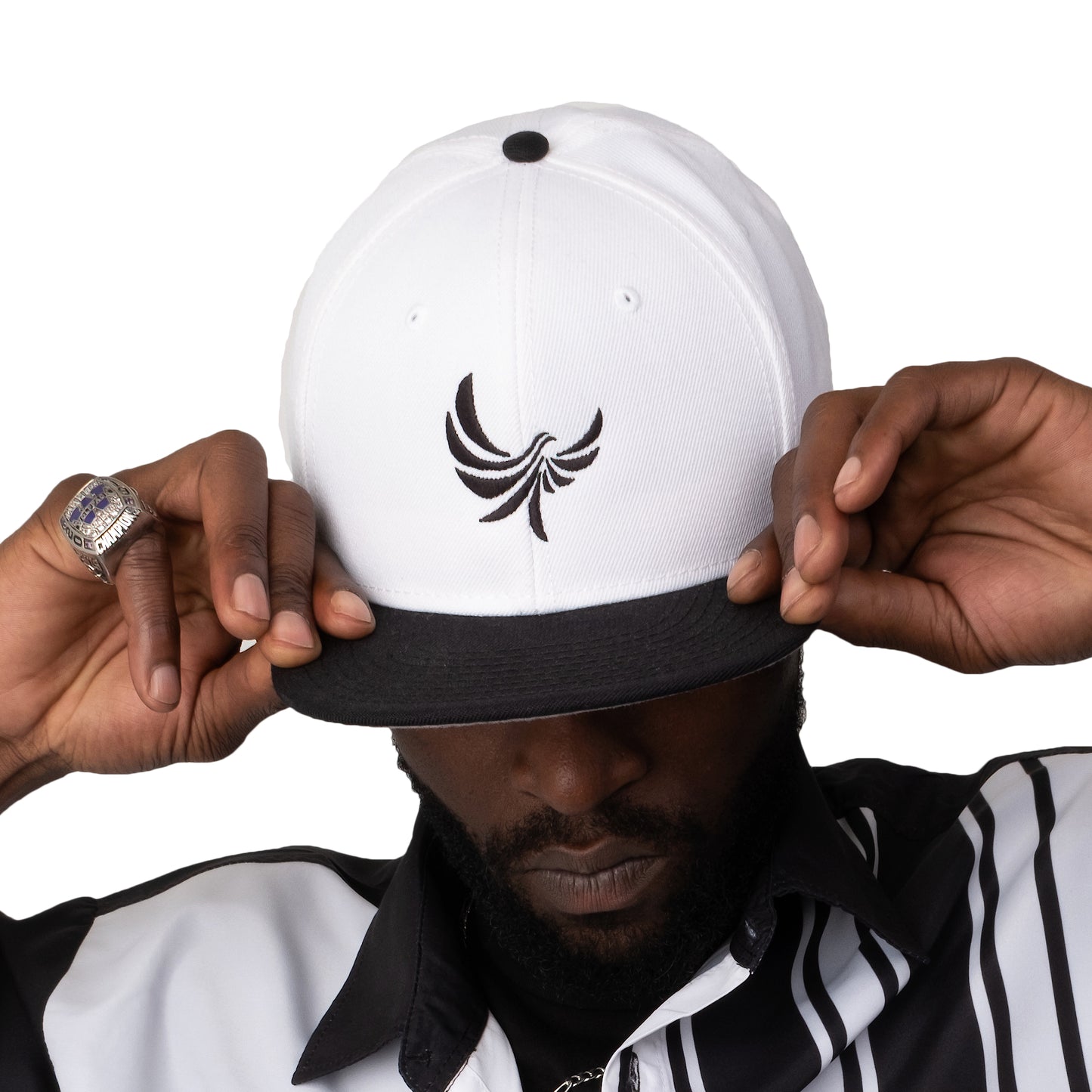 White 6 Panel Snapback Cap