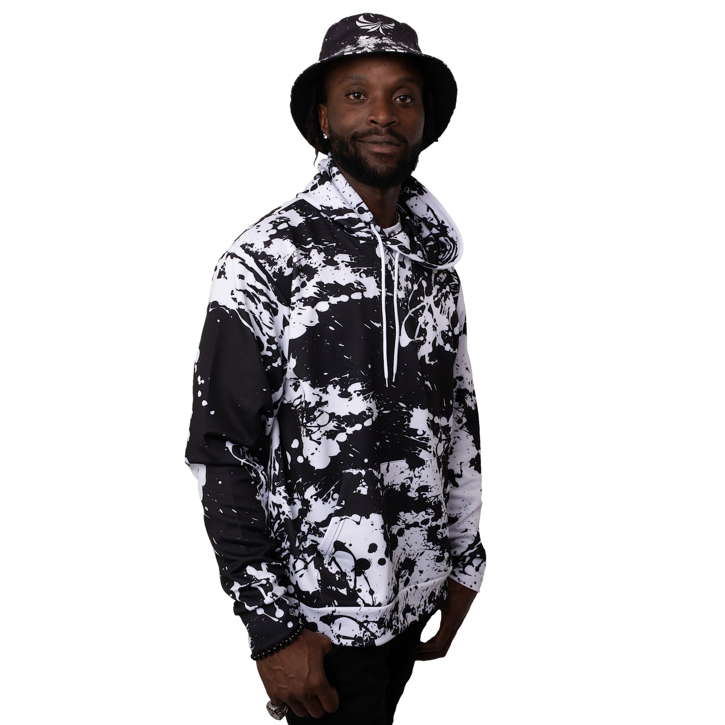 Black and White Pullover Hoodie " Peace Grunge " - PEACE GANG