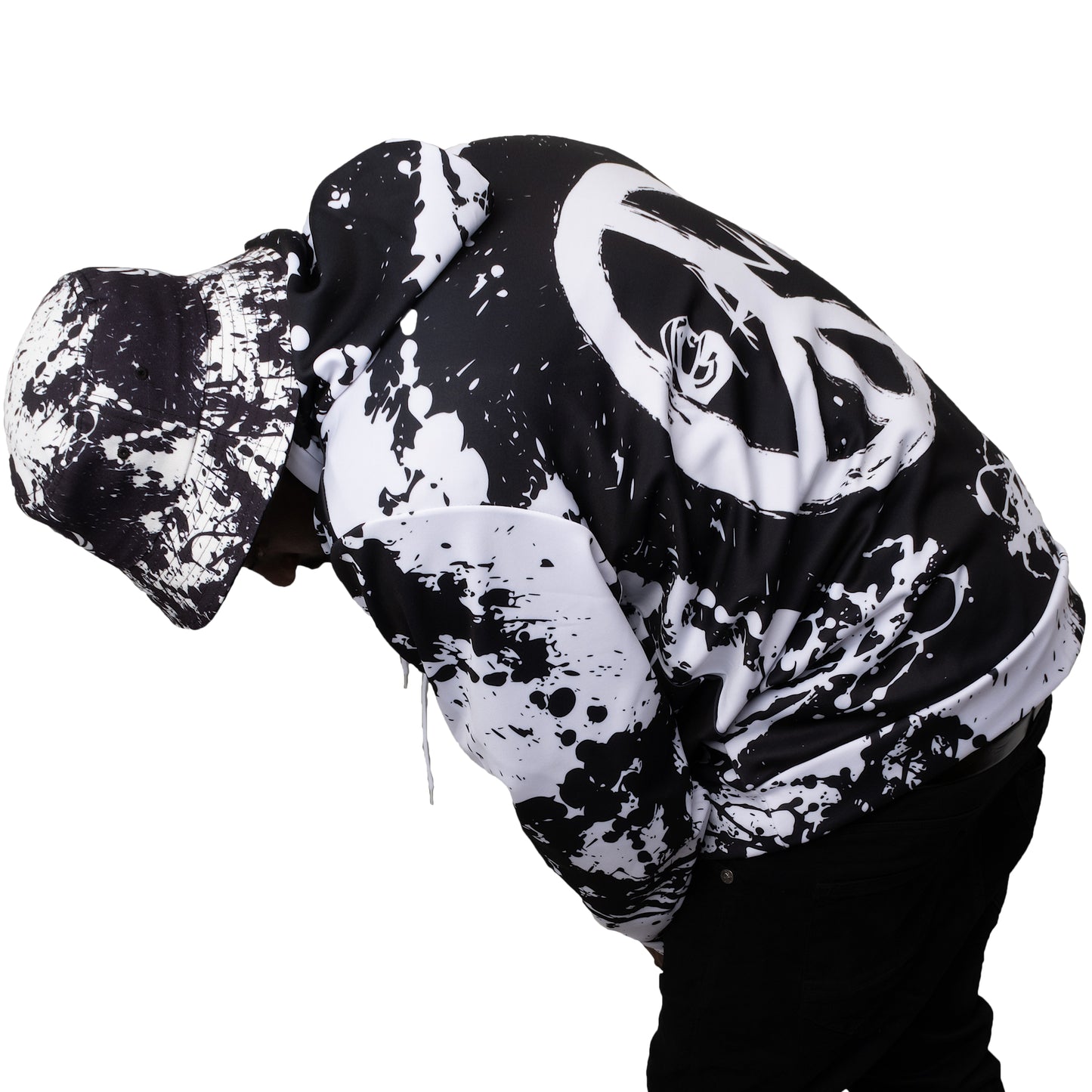 Black and White Pullover Hoodie " Peace Grunge " - PEACE GANG