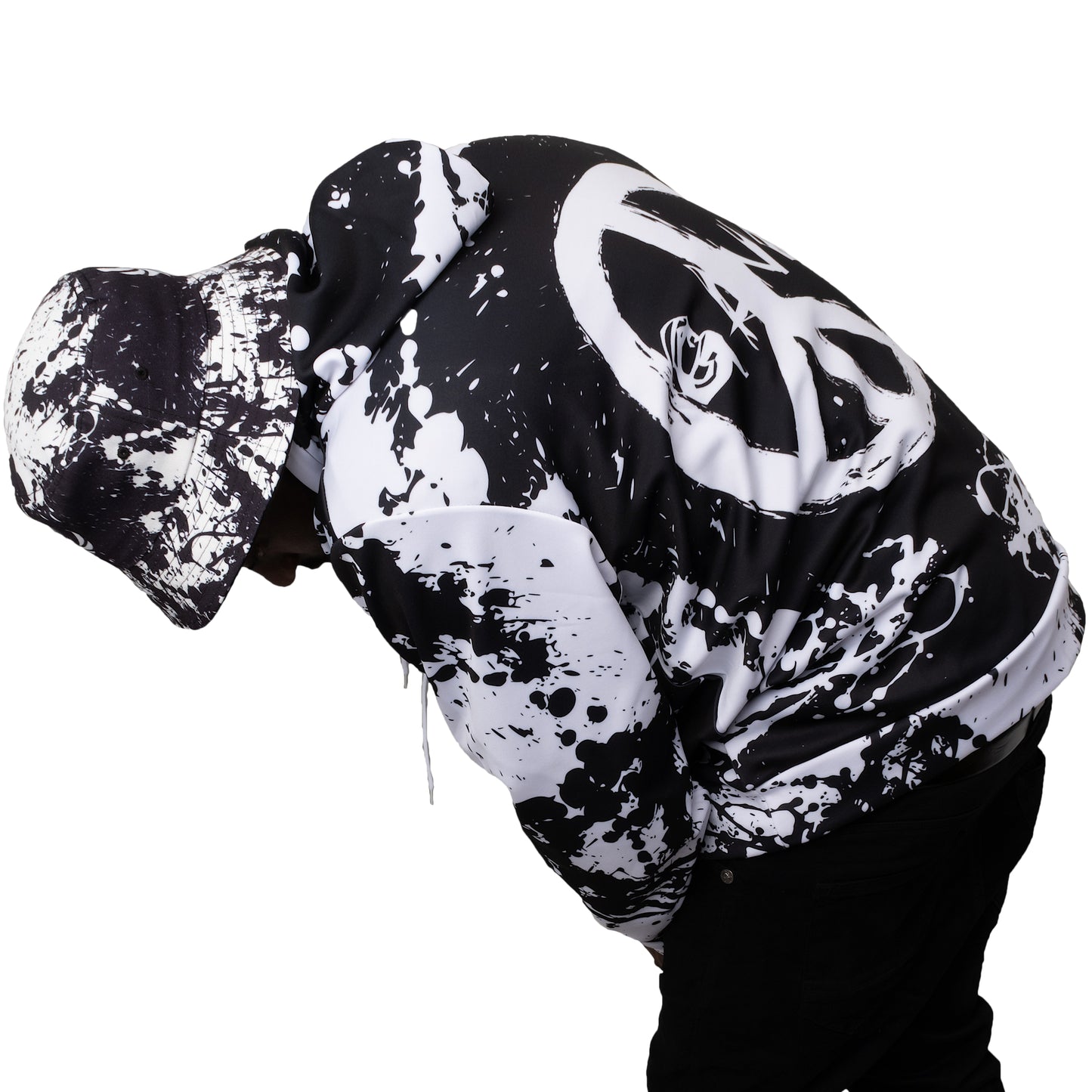 Black and White Pullover Hoodie  " Peace Grunge " - PEACE GANG