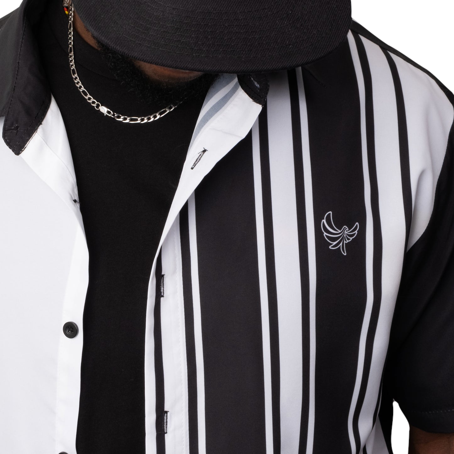 Button Down Shirt Black and White PEACE GANG