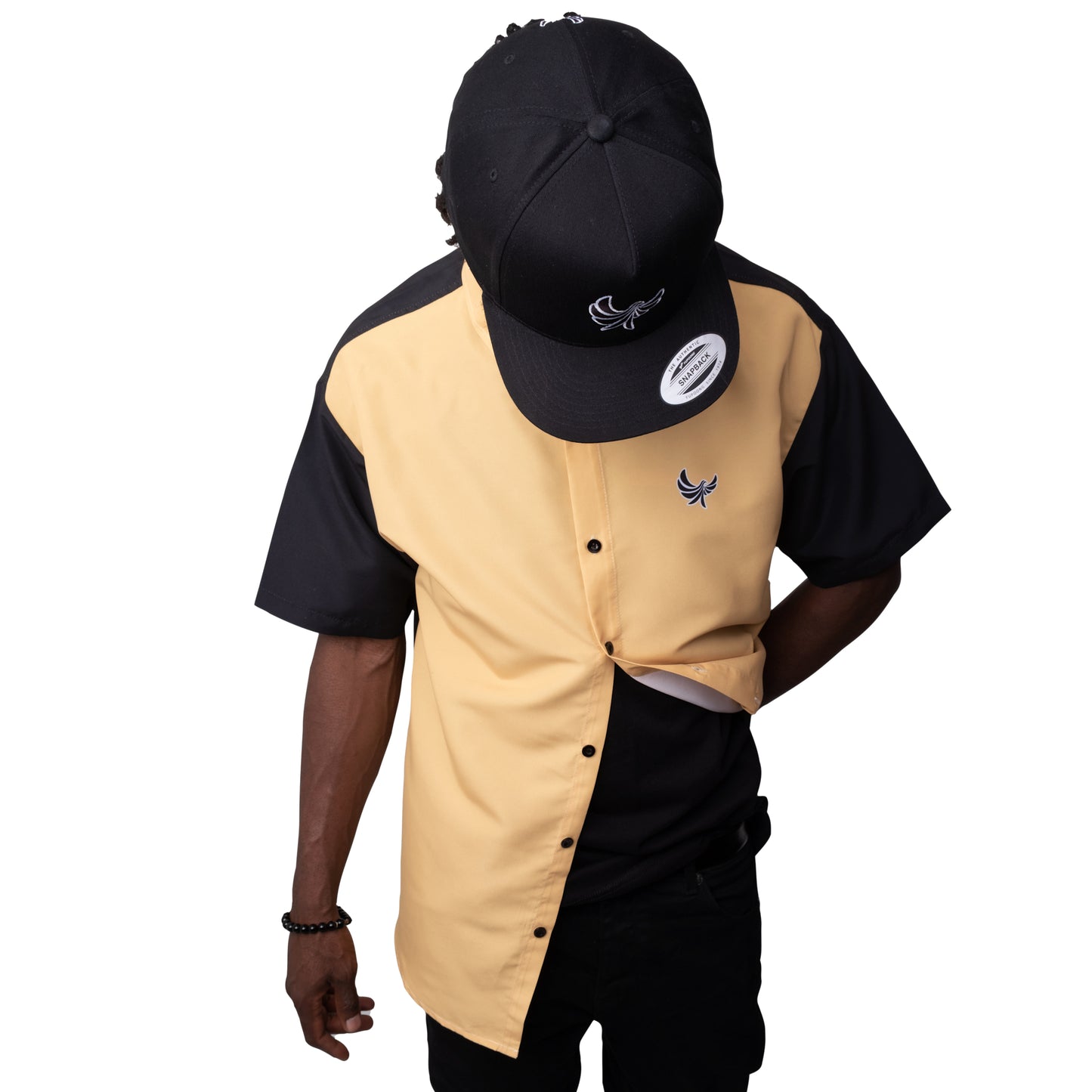 Button Down Shirt Black & Yellow PEACE GANG
