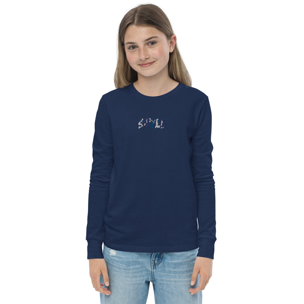 Youth long sleeve cotton tee "SMILE" - PEACE GANG