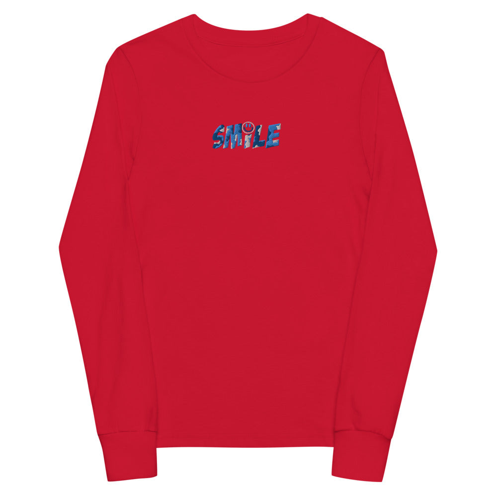 Youth long sleeve cotton tee "SMILE" - PEACE GANG