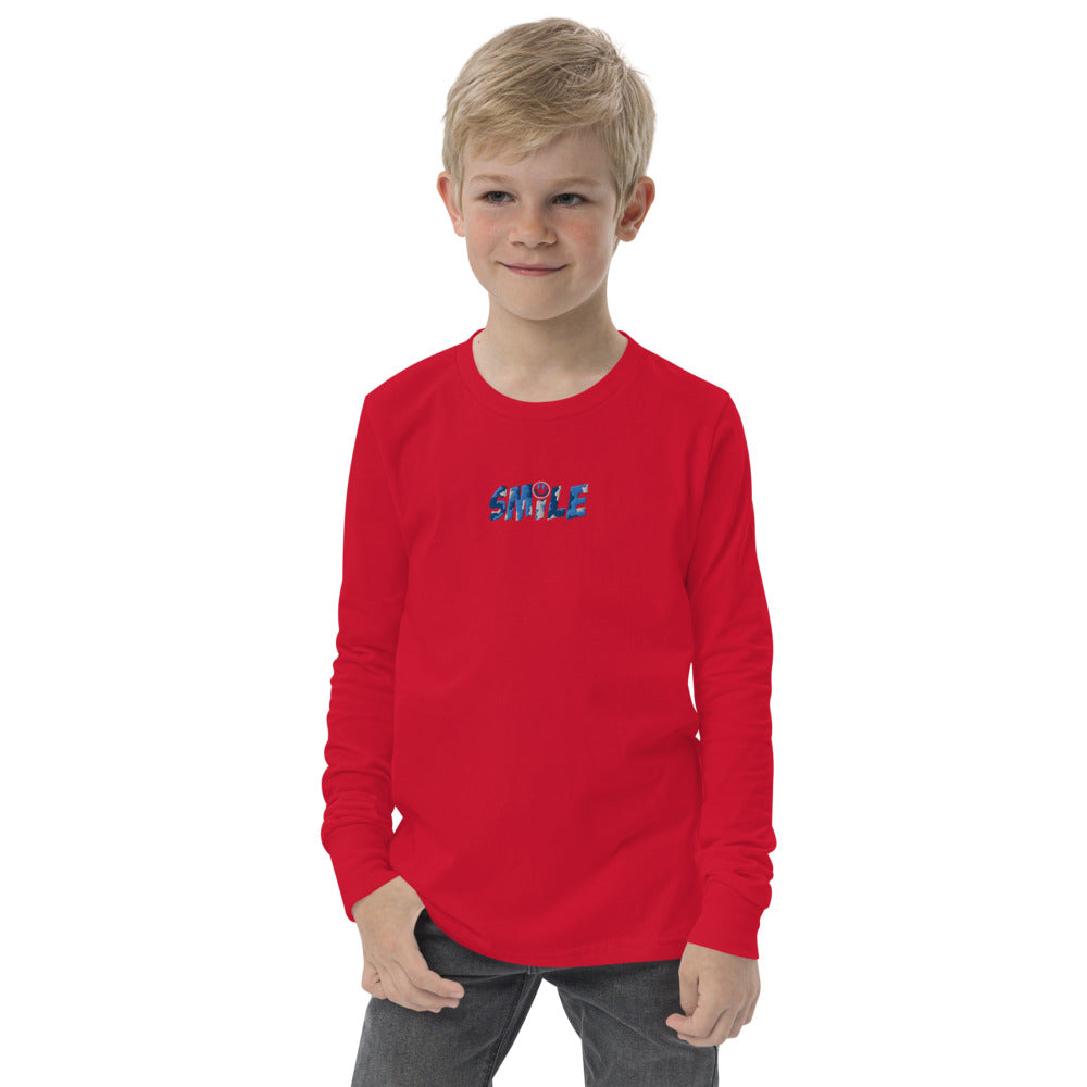 Youth long sleeve cotton tee "SMILE" - PEACE GANG