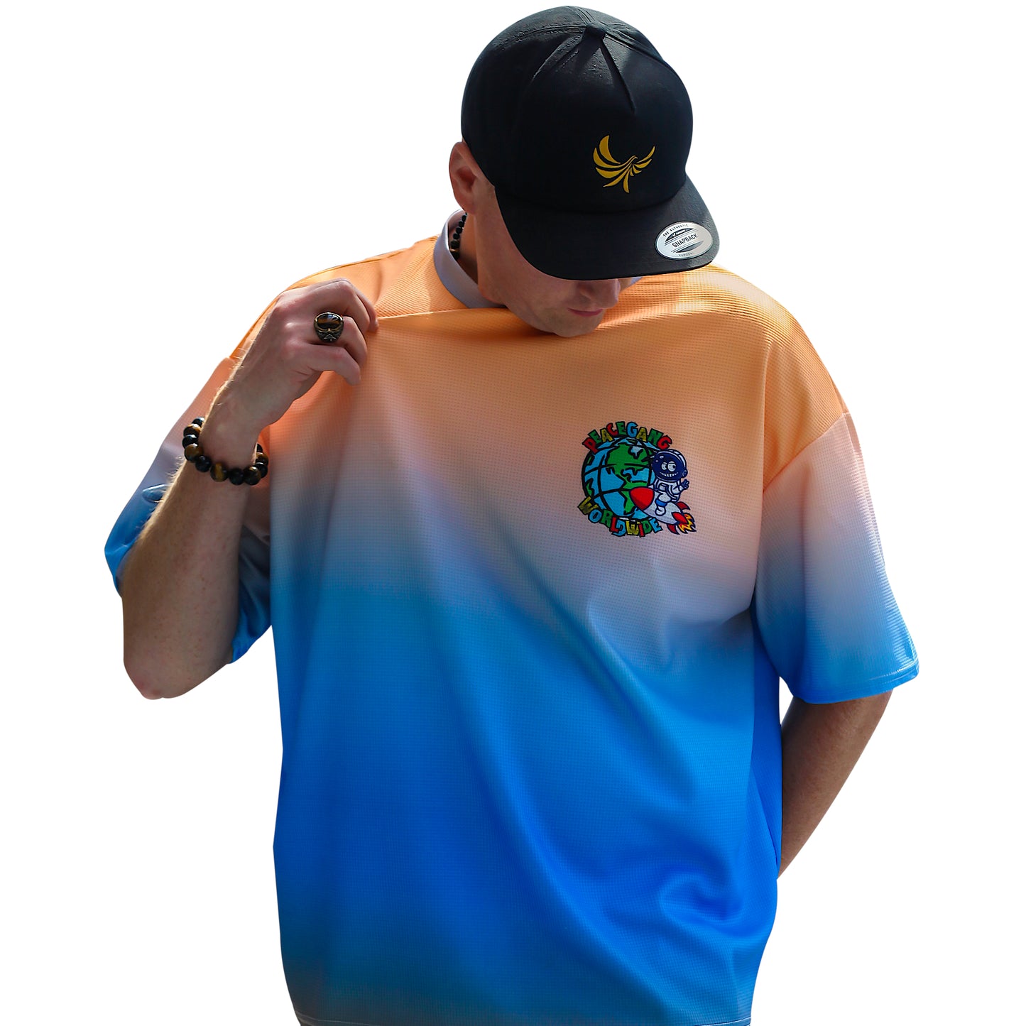 "Smiles Change The World" Unisex Waffle Knit Drop Shoulder T-Shirt - PeaceGang