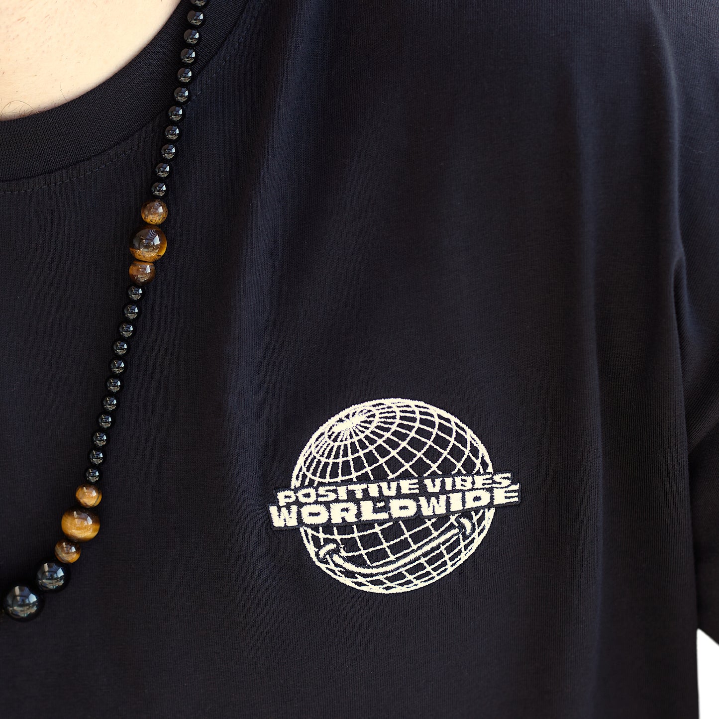 Streetwear Heavyweight T-Shirt  "Positive Vibes Worldwide- Smiles Change The World" - PEACEGANG