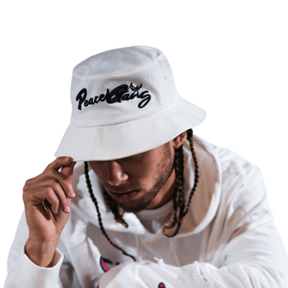 Bucket Hat Embroidered Old School PEACE GANG Cursive